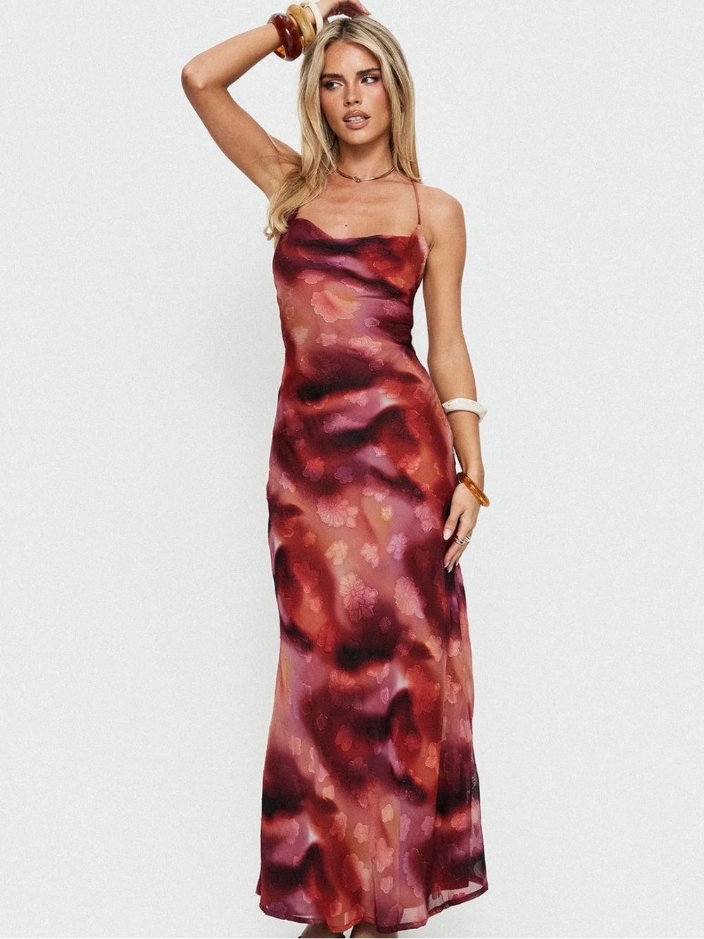 Princess Polly Celena Maxi Dress Red Blur